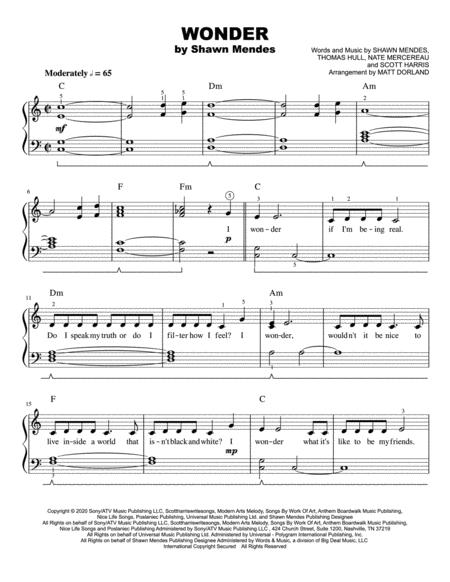 Free Sheet Music Wonder Easy Piano