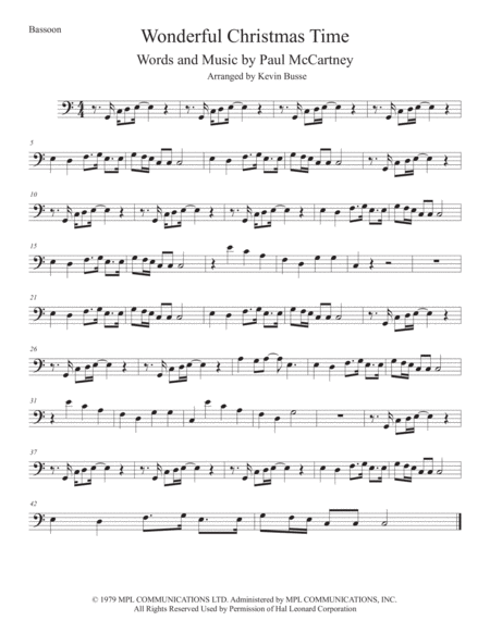 Free Sheet Music Wonderful Christmastime Easy Key Of C Bassoon