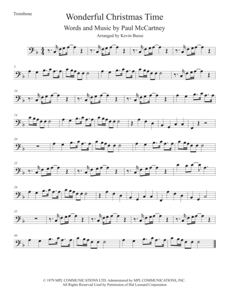 Wonderful Christmastime Trombone Sheet Music