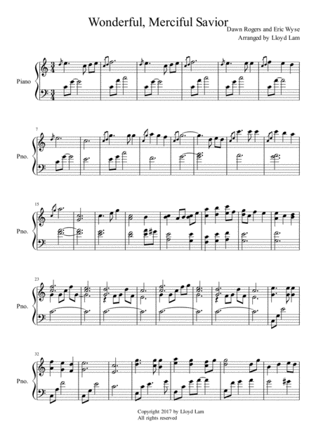 Wonderful Merciful Savior Sheet Music