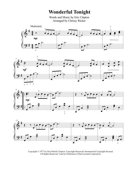 Wonderful Tonight Intermediate Piano Sheet Music