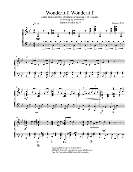 Wonderful Wonderful For Harp Sheet Music