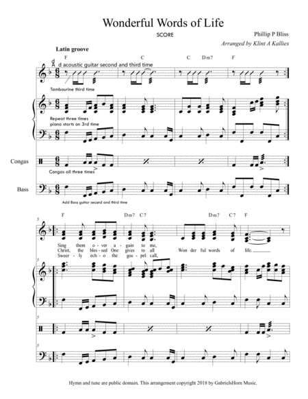 Wonderful Words Of Life Rhythm And Piano Accompaniment Sheet Music