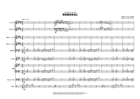 Wonderwall Swing Vocal With Band 5 Horns Key F Minor Sheet Music