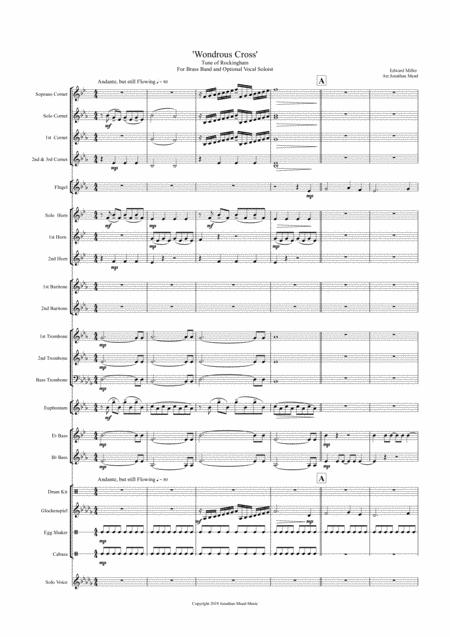 Free Sheet Music Wondrous Cross Rockingham For Brass Band And Optional Vocal Solo