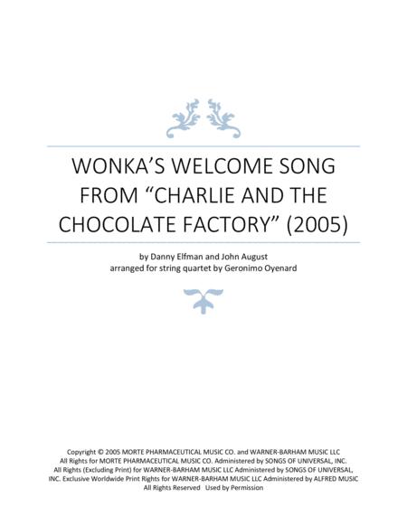 Wonkas Welcome Song From Charlie And The Chocolate Factory 2005 Sheet Music