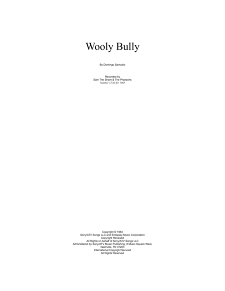 Free Sheet Music Wooly Bully Sam The Sham The Pharoahs 1965 For Pep Band Basketball Band Jazz Combo Small Jazz Ensemble