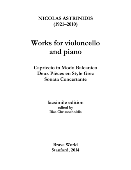 Works For Violoncello And Piano Sheet Music