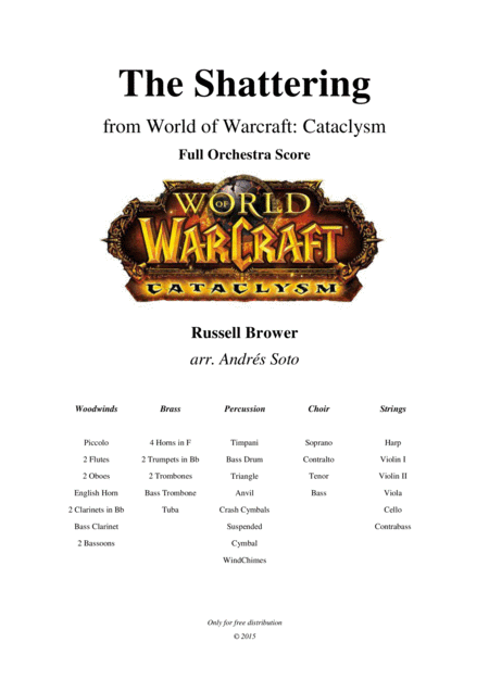 Free Sheet Music World Of Warcraft The Shattering