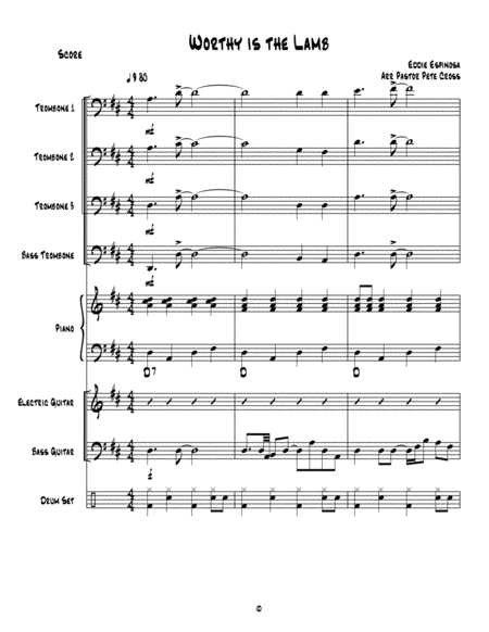 Free Sheet Music Worthy Is The Lamb Trombone Praise