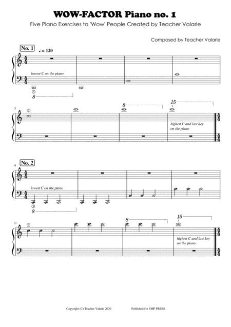 Wow Factor For Piano Finger Exercises With Note Names And Finger Numbers Sheet Music