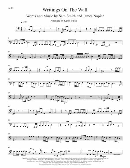 Free Sheet Music Writings On The Wall Easy Key Of C Cello