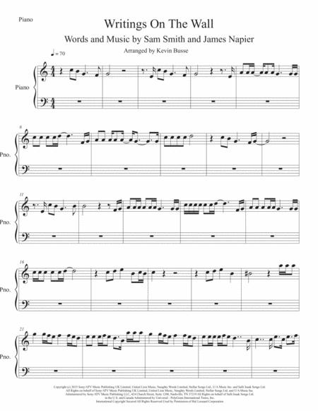 Free Sheet Music Writings On The Wall Easy Key Of C Piano
