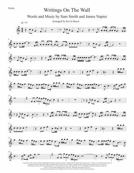 Free Sheet Music Writings On The Wall Easy Key Of C Violin