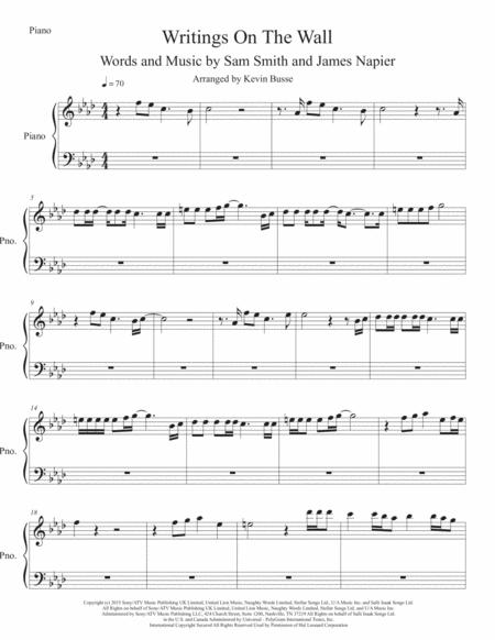 Free Sheet Music Writings On The Wall Original Key Piano