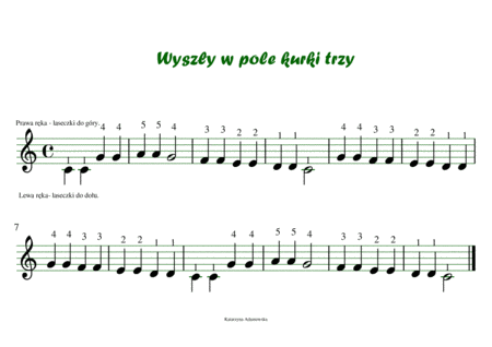 Wysz Y W Pole Kurki Trzy Three Cocks Went Into The Field Sheet Music