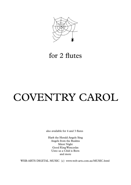 Xmas Coventry Carol For 2 Flutes Sheet Music