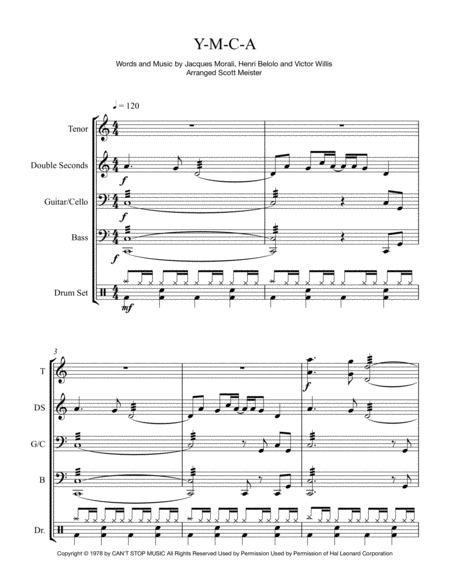 Free Sheet Music Y M C A For Steel Band