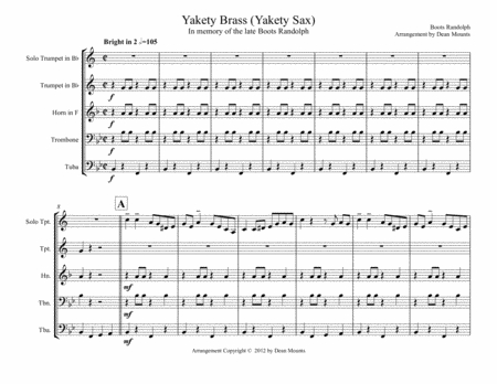 Free Sheet Music Yakety Sax Yakety Brass