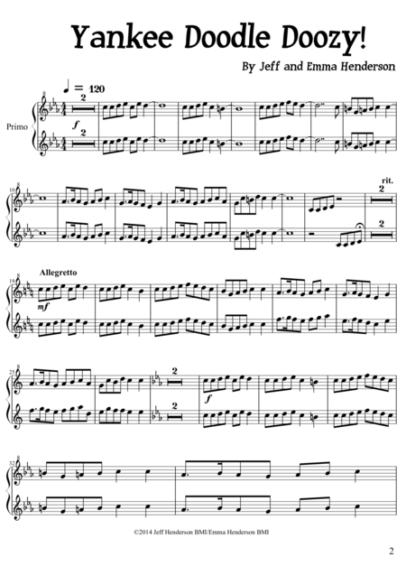 Free Sheet Music Yankee Doodle Doozy Primo