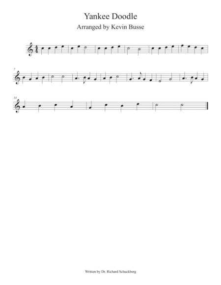 Yankee Doodle Easy Key Of C Flute Sheet Music