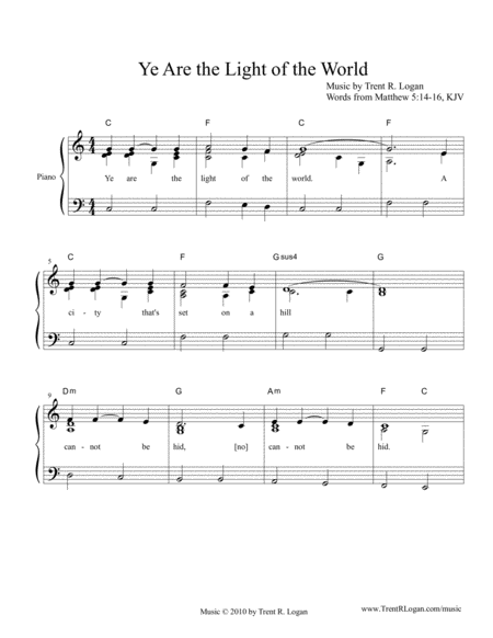 Free Sheet Music Ye Are The Light Of The World