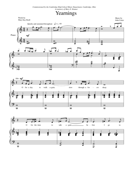 Free Sheet Music Yearnings Satb With Piano