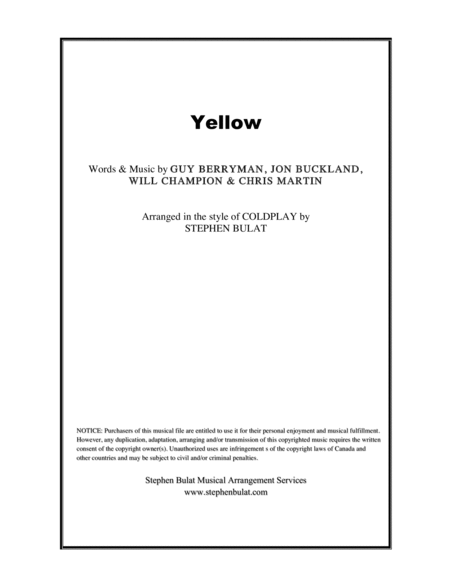 Free Sheet Music Yellow Coldplay Lead Sheet In Original Key Of B