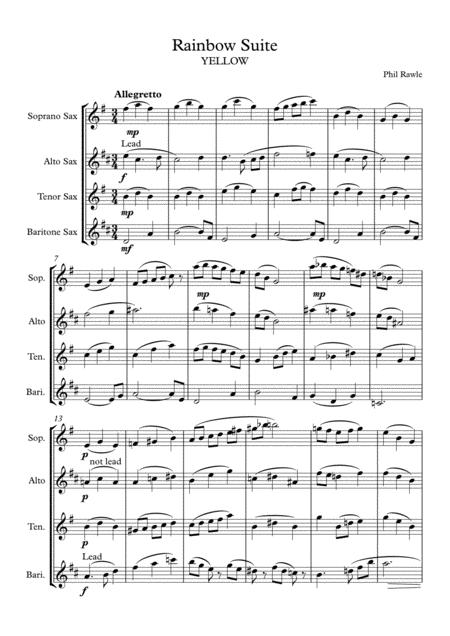 Free Sheet Music Yellow From Rainbow Suite Saxophone Quartet