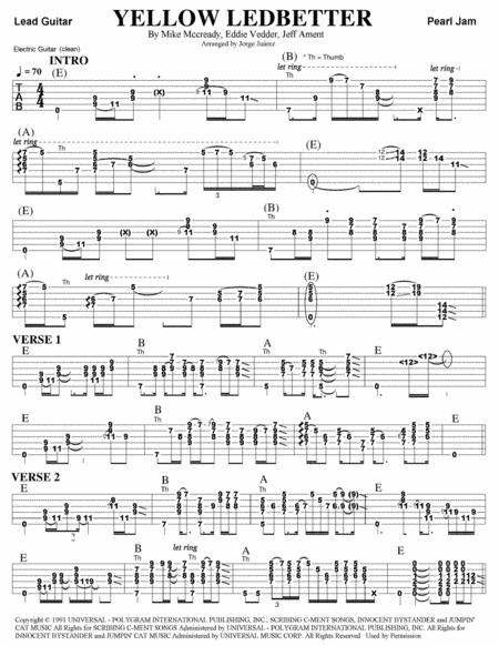 Free Sheet Music Yellow Ledbetter Guitar Tab