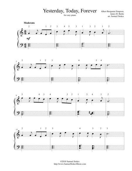 Yesterday Today Forever For Easy Piano Sheet Music