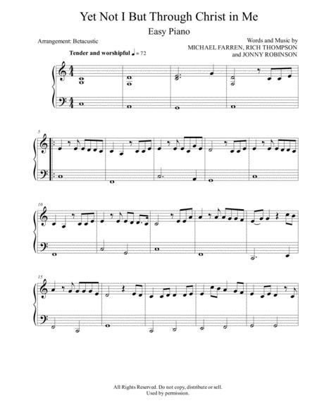 Free Sheet Music Yet Not I But Through Christ In Me Rich Thompson Sheet Music Easy Piano