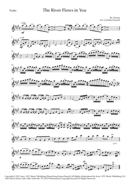 Yiruma River Flows In You Violin And Piano Duo Sheet Music