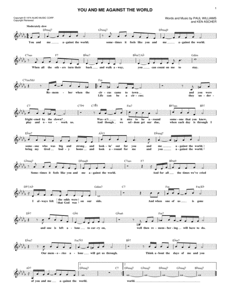 You And Me Against The World Sheet Music