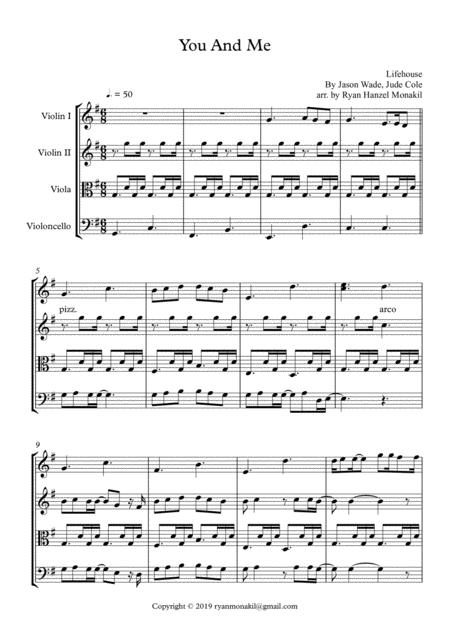 Free Sheet Music You And Me Lifehouse