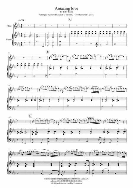 You Are My King Amazing Love Piano Flute Sheet Music