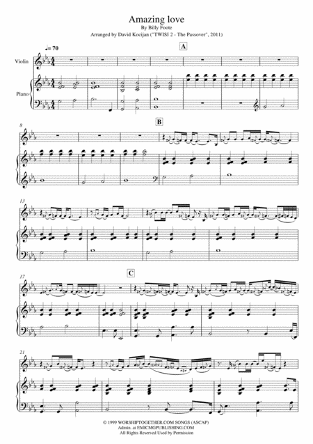 You Are My King Amazing Love Piano Violin Sheet Music