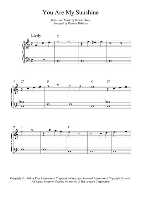Free Sheet Music You Are My Sunshine Easy Piano Solo With Chords