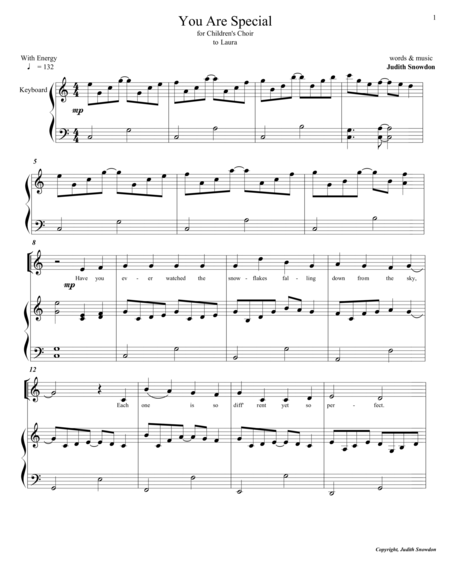 Free Sheet Music You Are Special