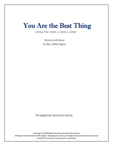 You Are The Best Thing For String Trio Violin 1 Violin 2 Cello Sheet Music