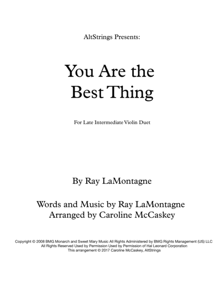 You Are The Best Thing Violin Duet Sheet Music