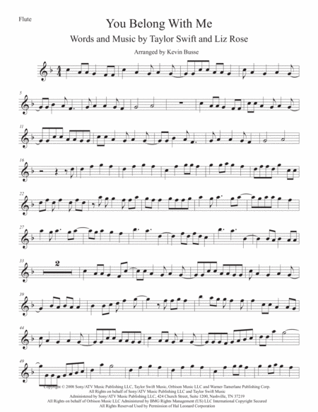 You Belong With Me Flute Sheet Music