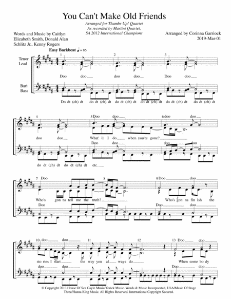 You Cant Make Old Friends Sheet Music