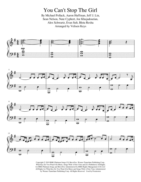 You Cant Stop The Girl Sheet Music