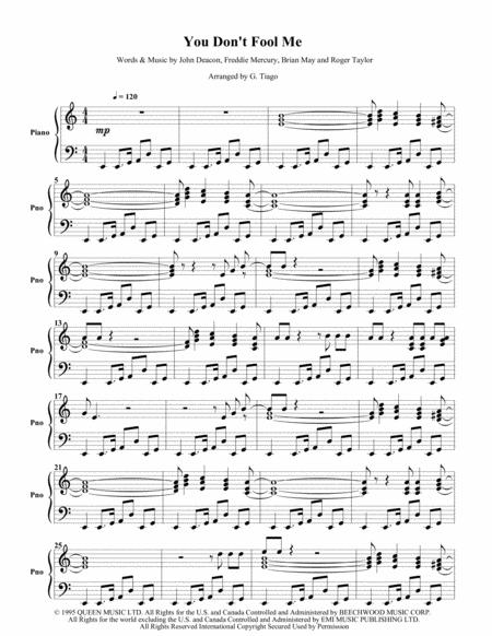 Free Sheet Music You Dont Fool Me Piano Solo