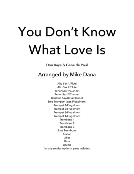 Free Sheet Music You Dont Know What Love Is Arranged By Mike Dana