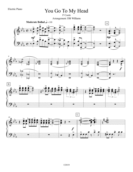 You Go To My Head Electric Piano Sheet Music