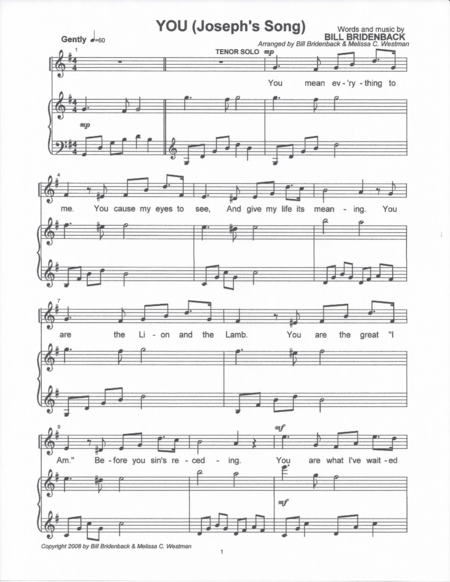 You Josephs Song Sheet Music