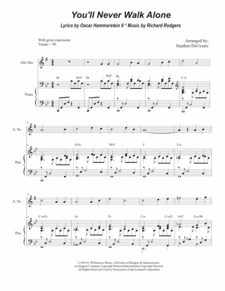 You Ll Never Walk Alone Alto Saxophone And Piano Sheet Music