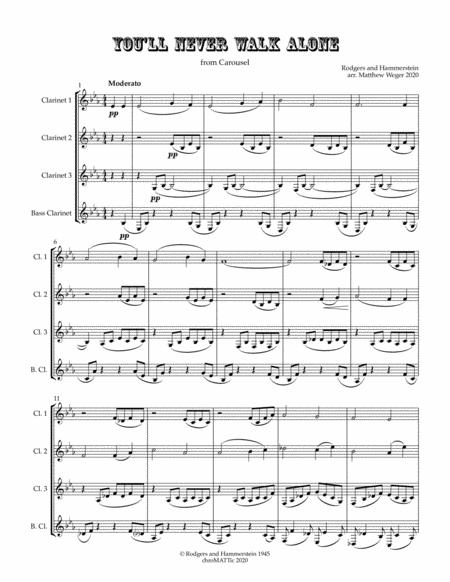 You Ll Never Walk Alone Clarinet Quartet Sheet Music